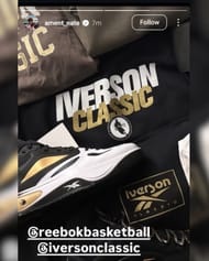 Tennessee signee Nate Ament flexes special edition Iverson Classic Reebok kicks ahead of the game.. (Image via Instagram @ament_nate)