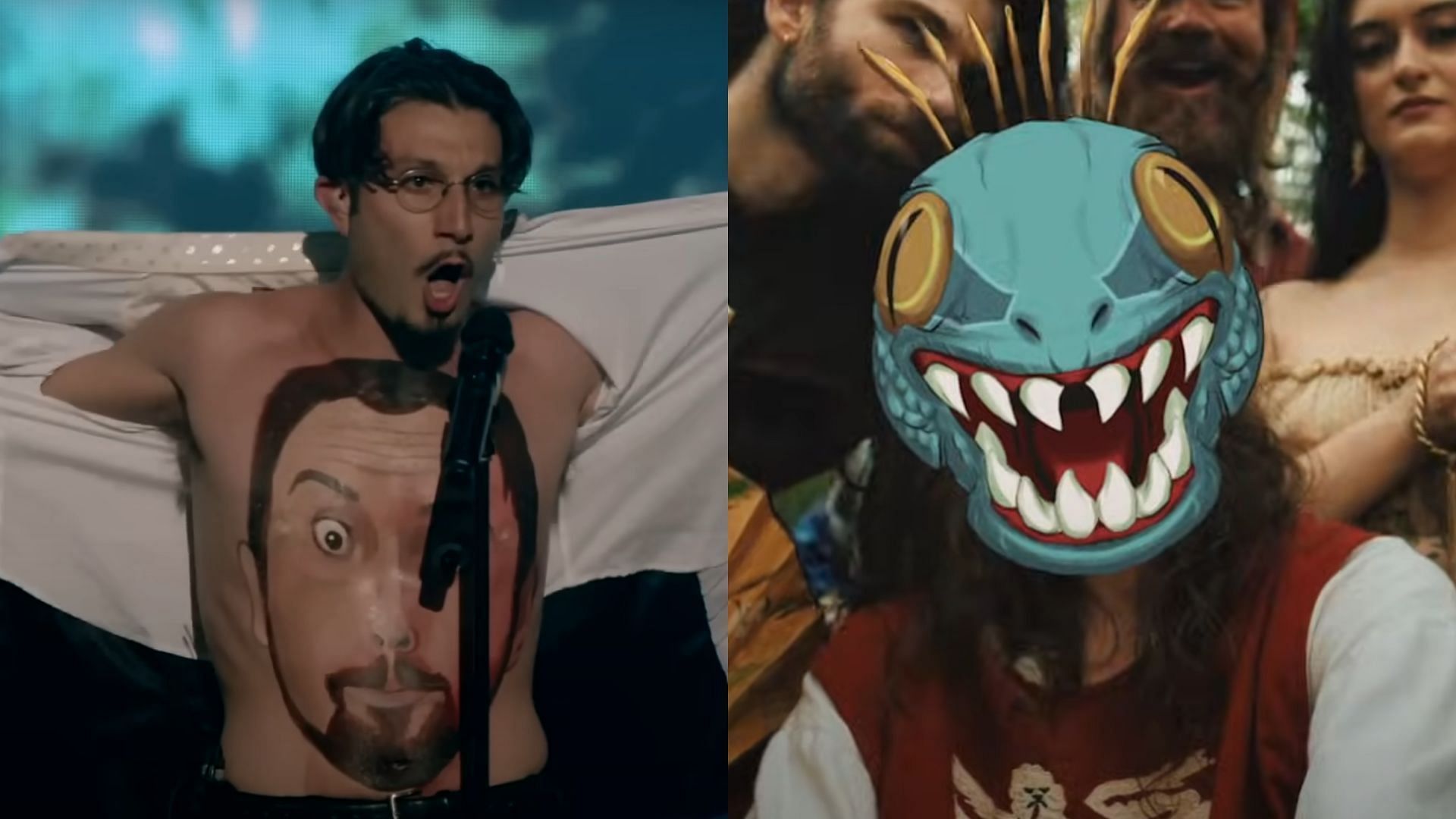 bbno$ seemingly removed Asmongold from his latest music video (Images via Asmongold Clips/YouTube)  