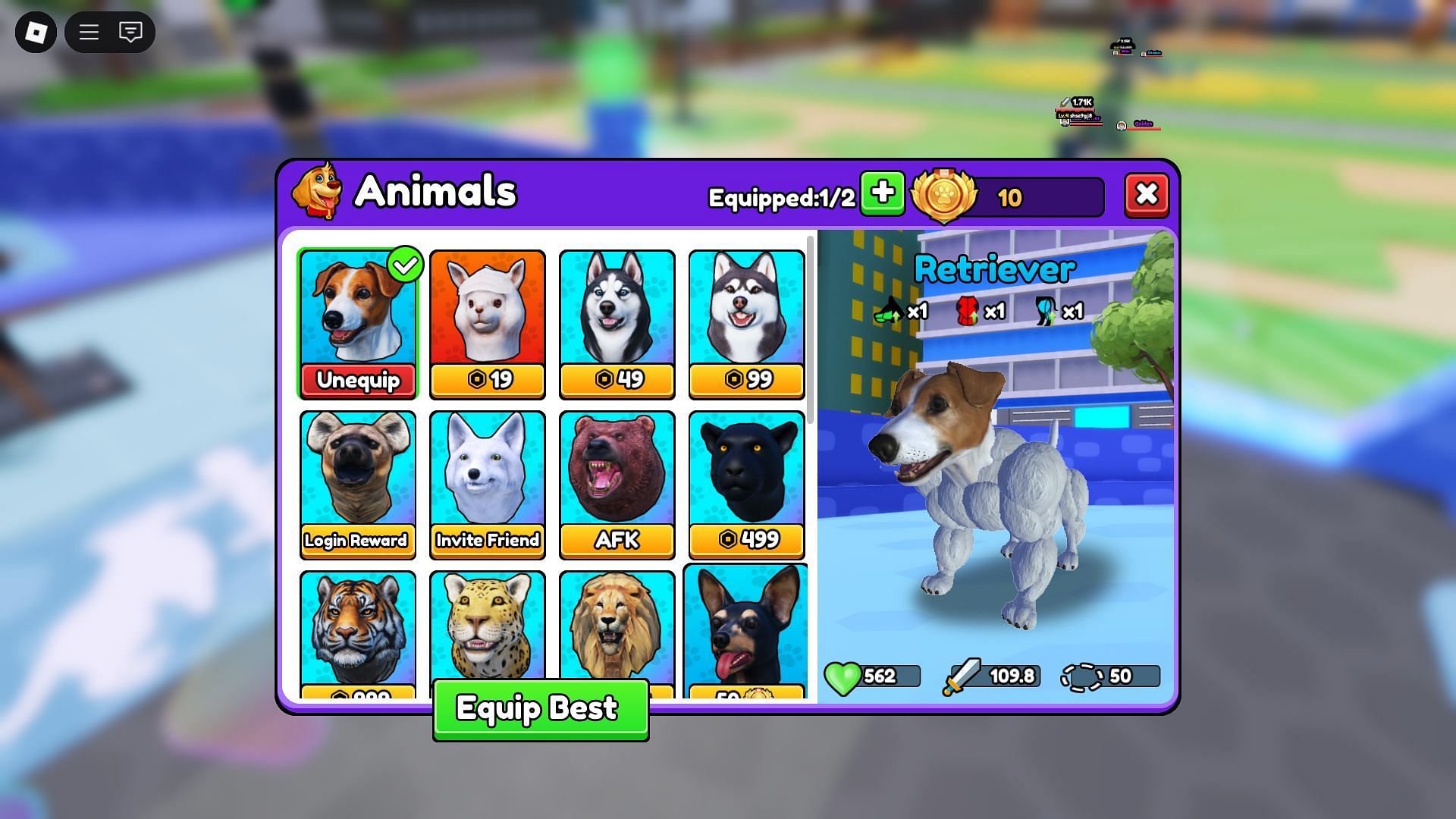 Výber PET (obrázok prostredníctvom Robloxu)