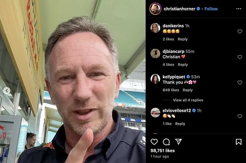 Kelly Piquet's comment on Christian Horner's post - Source: via @christianhorner on Instagram