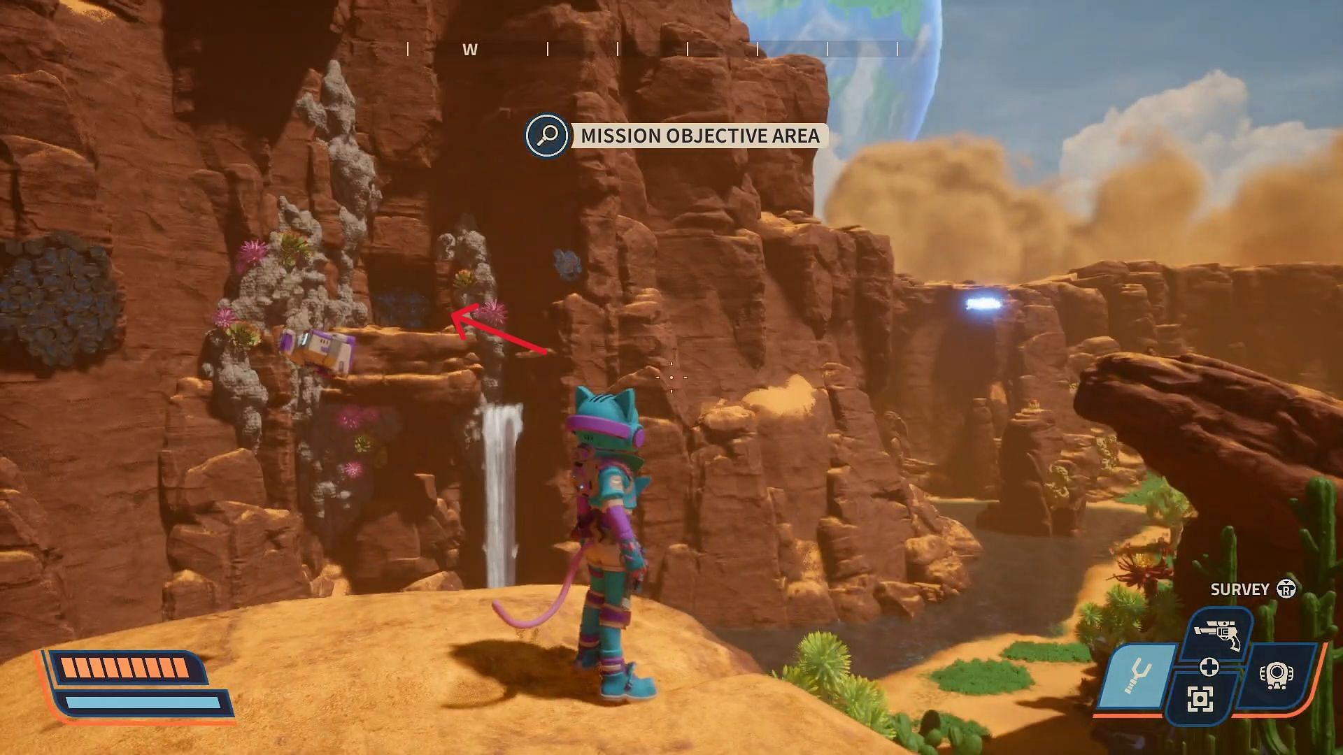 Shrine of Grind's whereabouts in Revenge of the Savage Planet (Image via Raccoon Logic Studios // YouTube@Hikikomori Gaming)