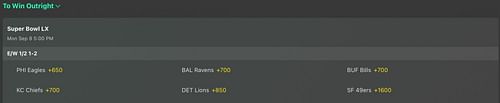 Super Bowl LX Odds - Bet365