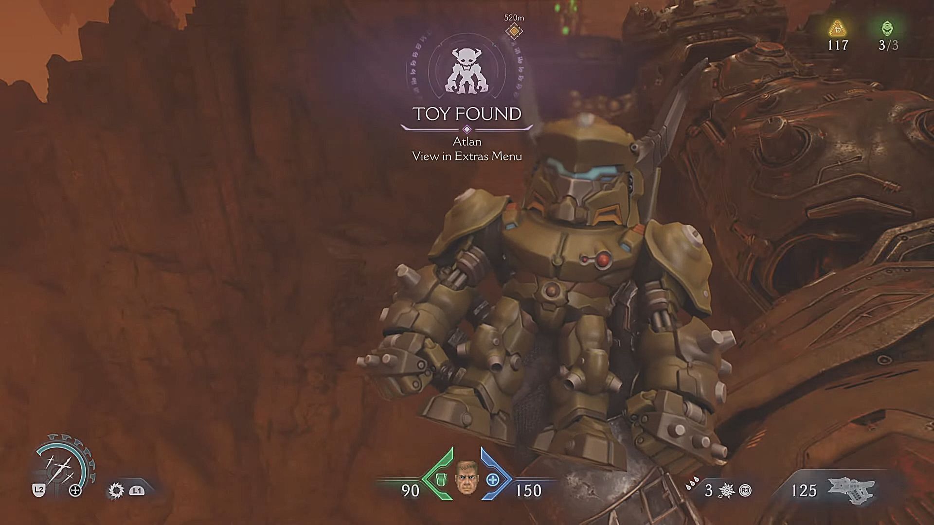Atlan Toy collectible location in Doom The Dark Ages (Image via Sportskeeda Gaming | Bethesda Softworks)