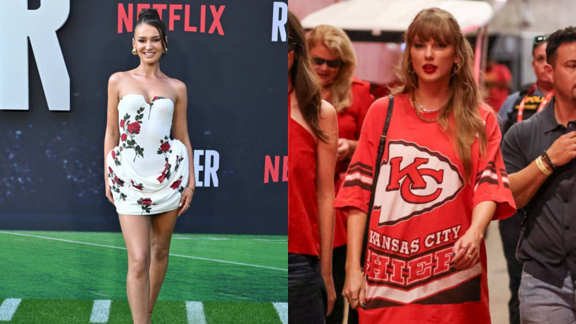 Kristin Juszczyk credited Taylor Swift for her success. (Photos via Getty Images)