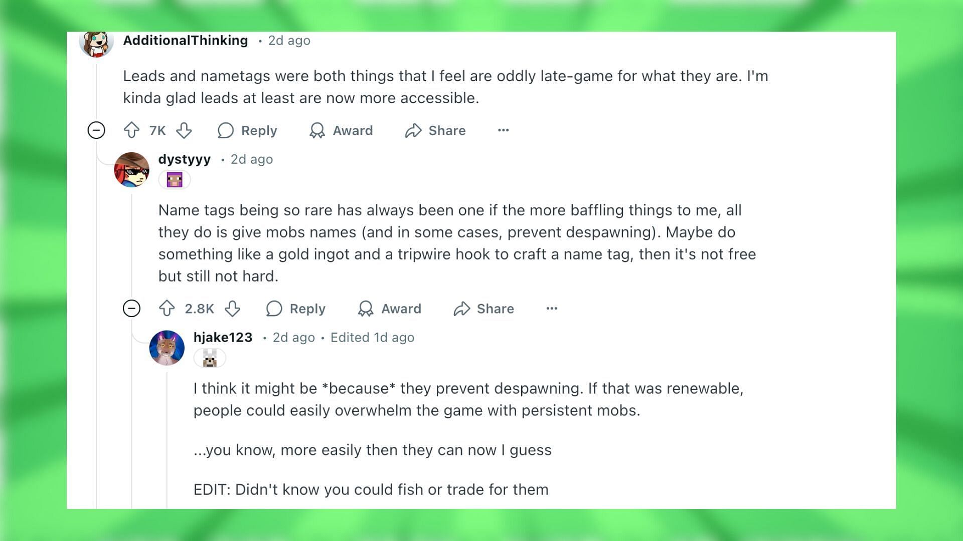 Redditors react to the recipe change for lead in Minecraft (Image via Reddit)
