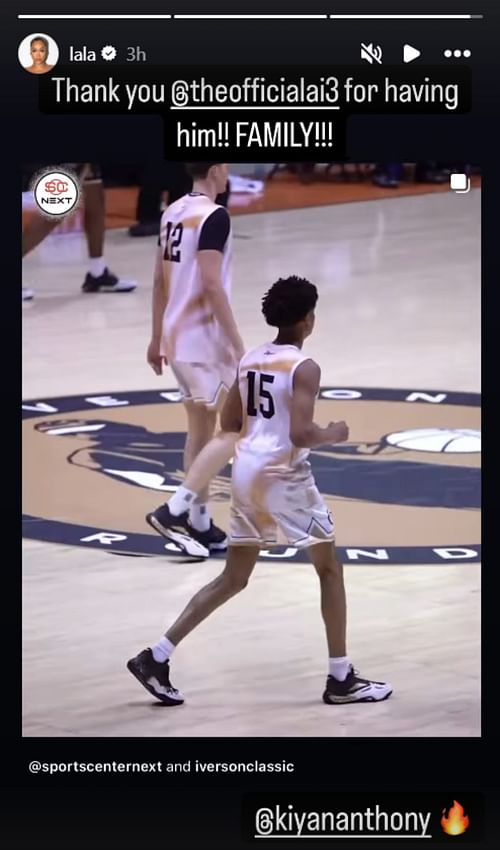 La La shows respect to Iversen as Kiyan puts up a show at Iverson Classic game (Image: @lala IG)