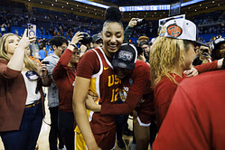 JuJu Watkins reacts as USC sweeps Big 10 championships in 3 different sports