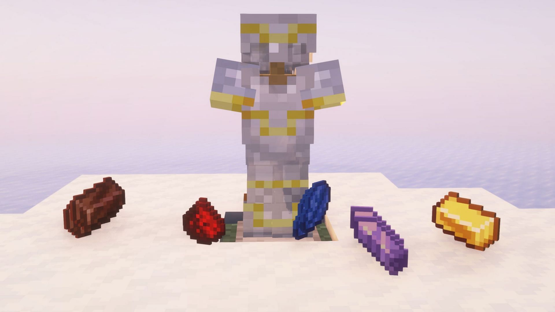 Some armor trim materials are great for early game armor designs. (Image via Sportskeeda Gaming || Mojang Studios)