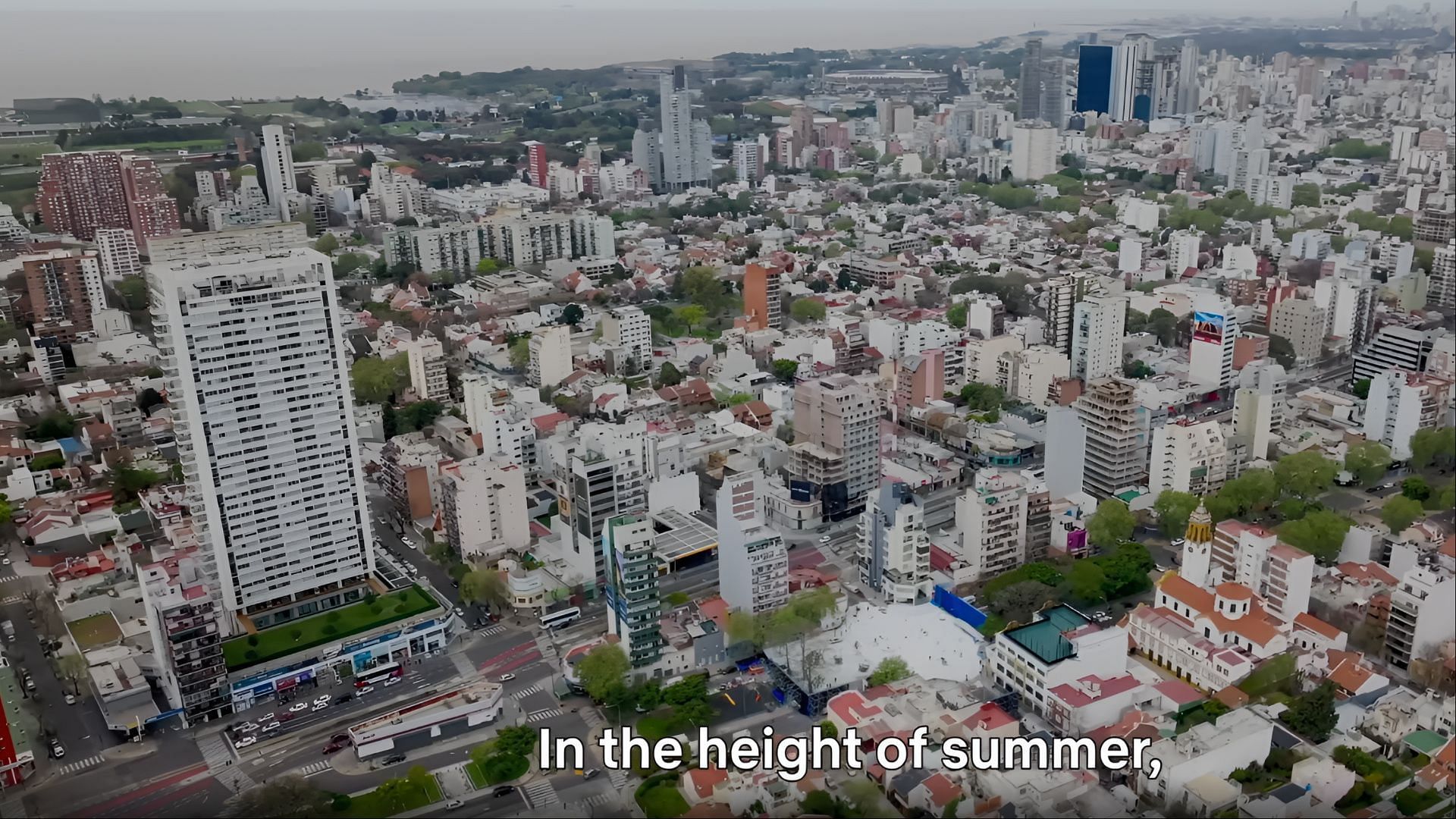 A sky shot of Bueno Aires from the filming of The Eternaut season 1 ( Image via Netflix)