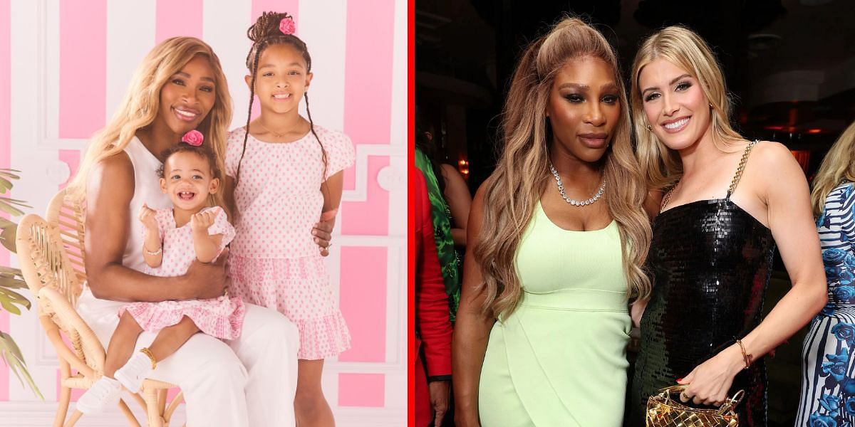 Serena Williams with her daughters (L) with Eugenie Bouchard (R) | Instagram (L) Getty (R)