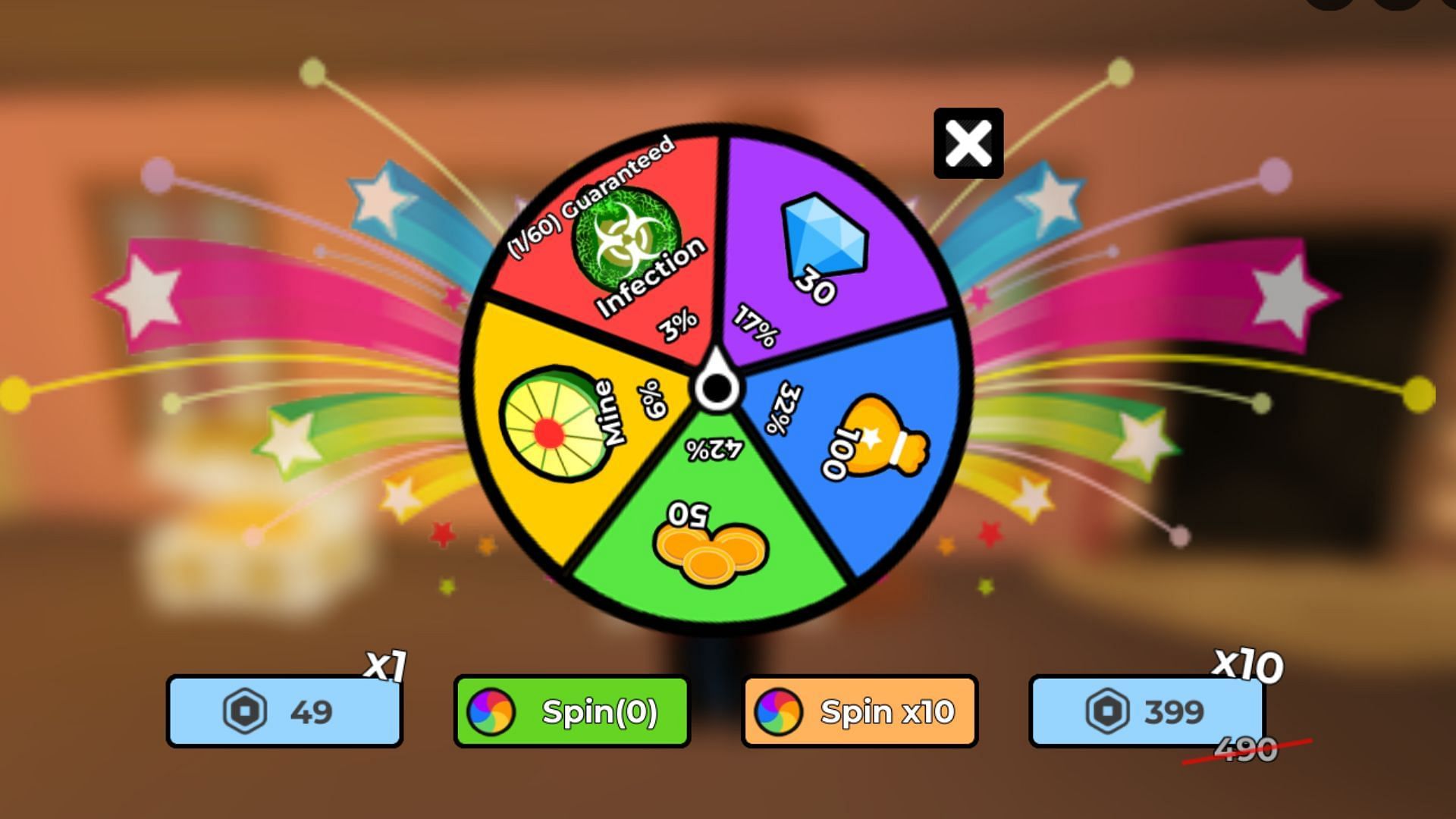 The spin-the-wheel game (Image via Roblox)