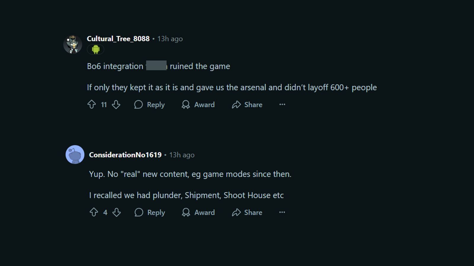 Comments from the community (Image via Reddit || r/WarzoneMobile)