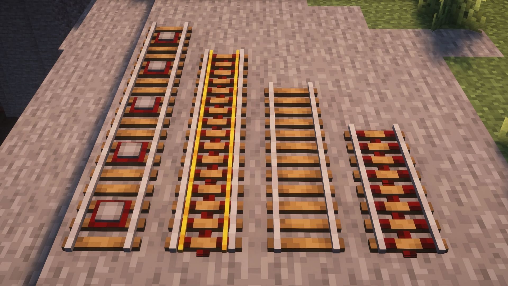 There are total of four types of rails in Minecraft (Image via Sportskeeda Gaming || Mojang Studios)