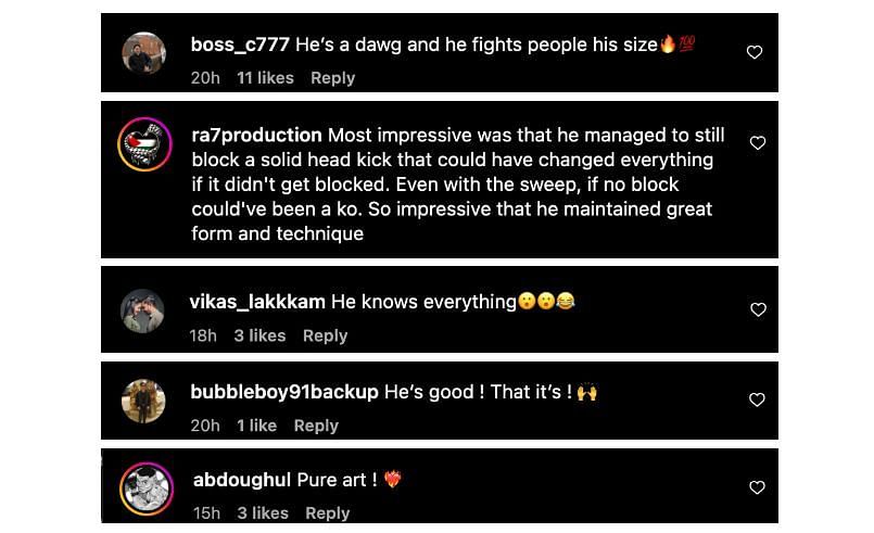 Screenshot of comments. [ONE Championship/Instagram]