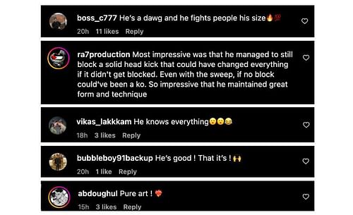 Screenshot of comments. [ONE Championship/Instagram]