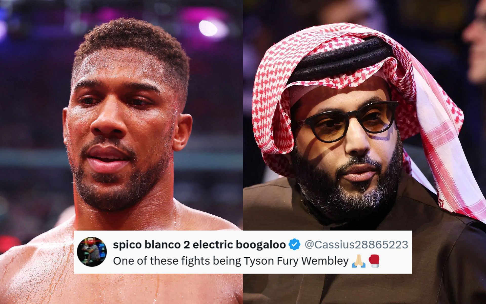 Anthony Joshua (left) reportedly set to sign three-fight deal with Turki Alalshikh (right). [Images courtesy: Getty Images]