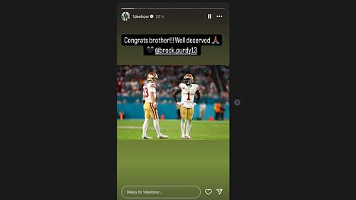 Deebo Samuel sends 4-word message to Brock Purdy (IG)