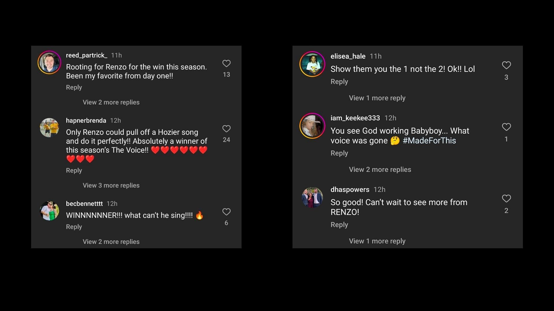 Online responses (Images via Instagram/nbcthevoice)