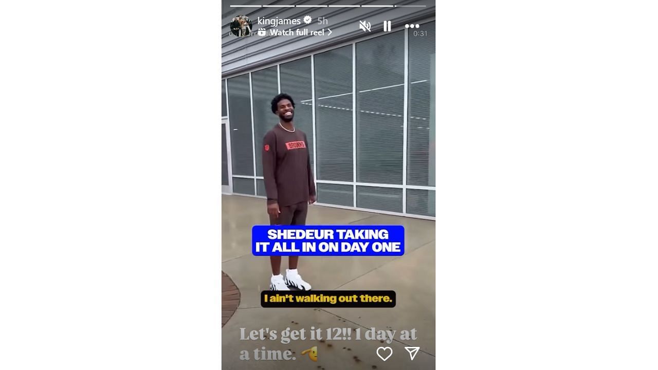 LeBron James&#039; message to Shedeur Sanders on Instagram on Friday after the Cleveland Browns rookie&#039;s first workout with the team. [photo: @kingjames/IG]