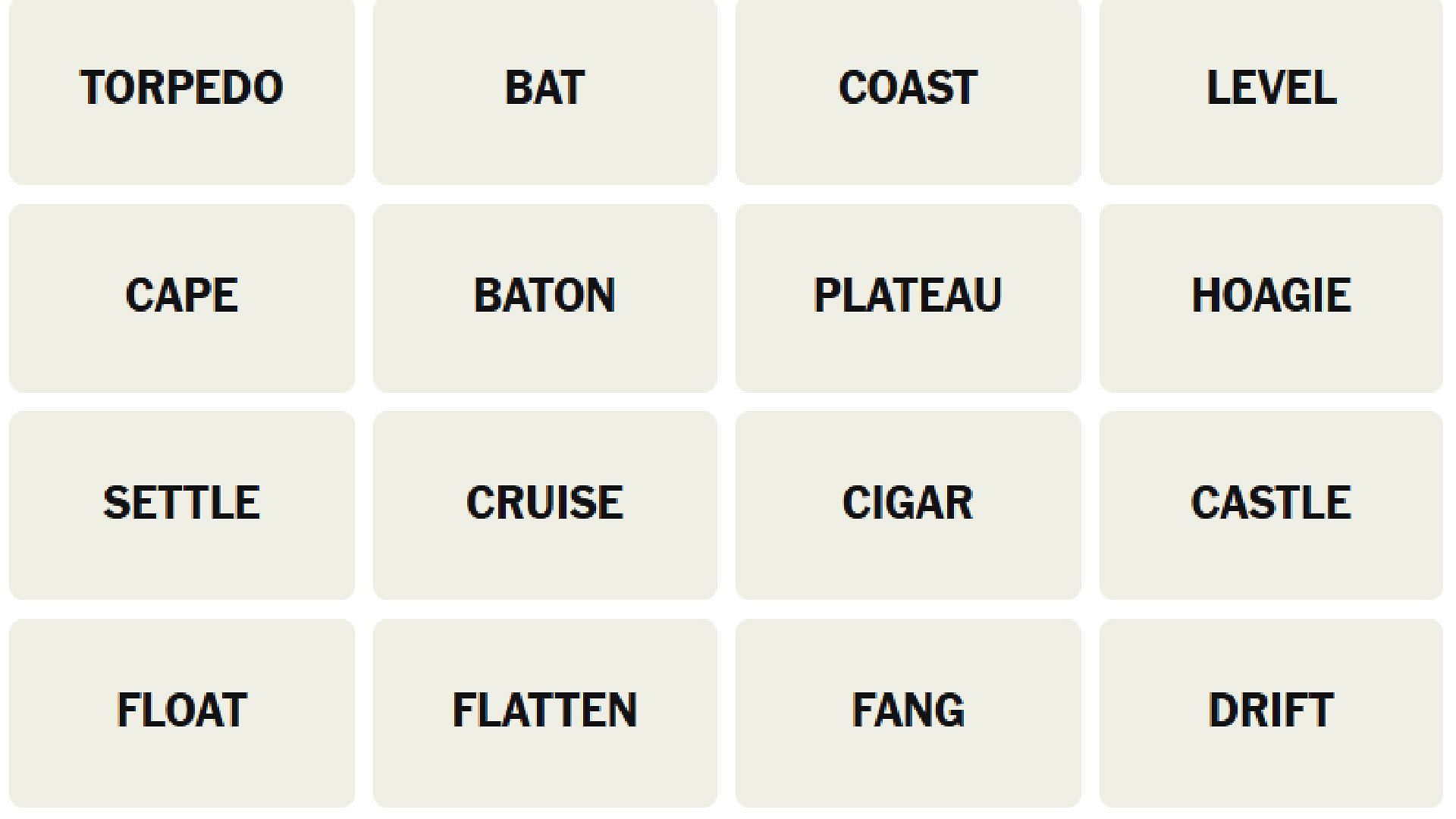 All NYT Connections words for today (Image via The New York Times)