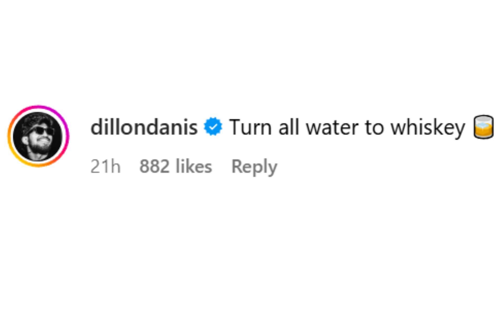 Dillon Danis&#039; comment on McGregor&#039;s post [Screenshot courtesy: @thenotoriousmma on Instagram]