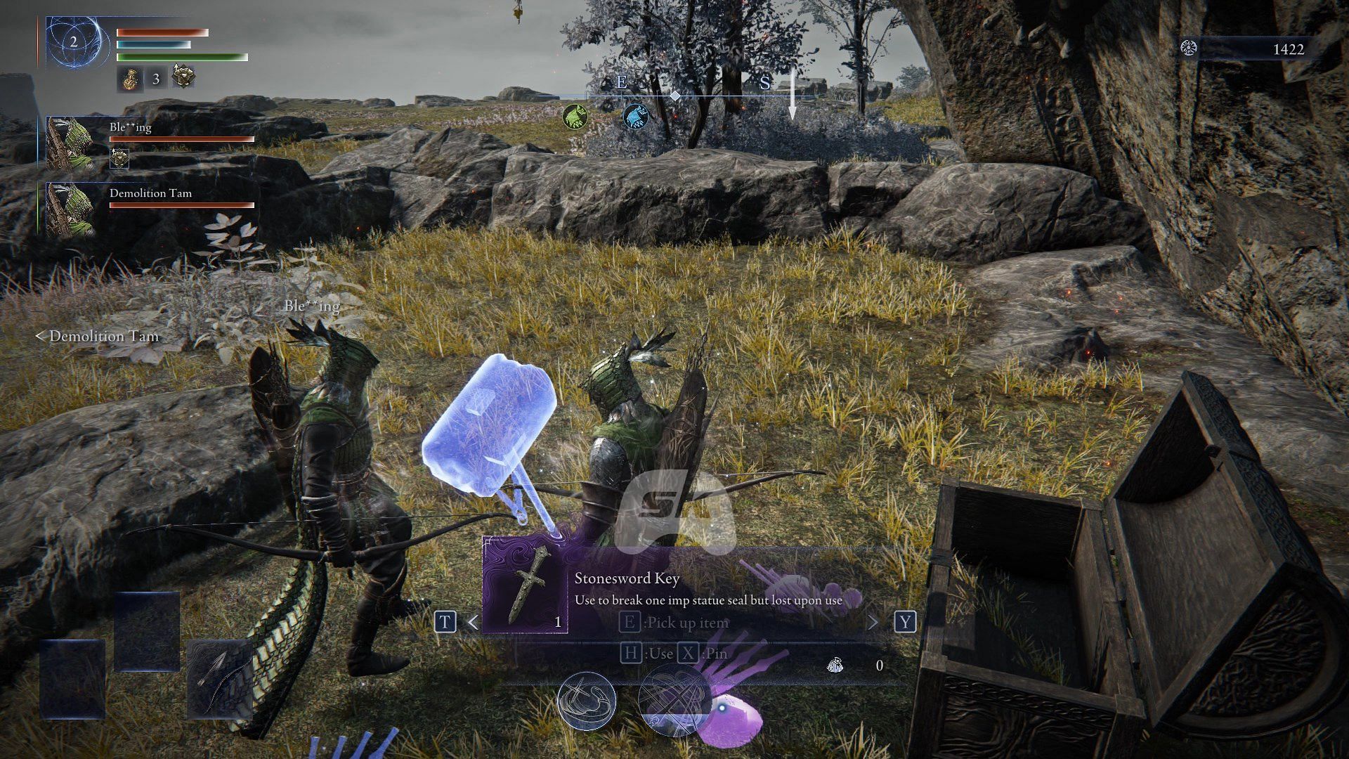 The Stonesword Keys feature a purple hue around them (Image via Sportskeeda Gaming || FromSoftware)