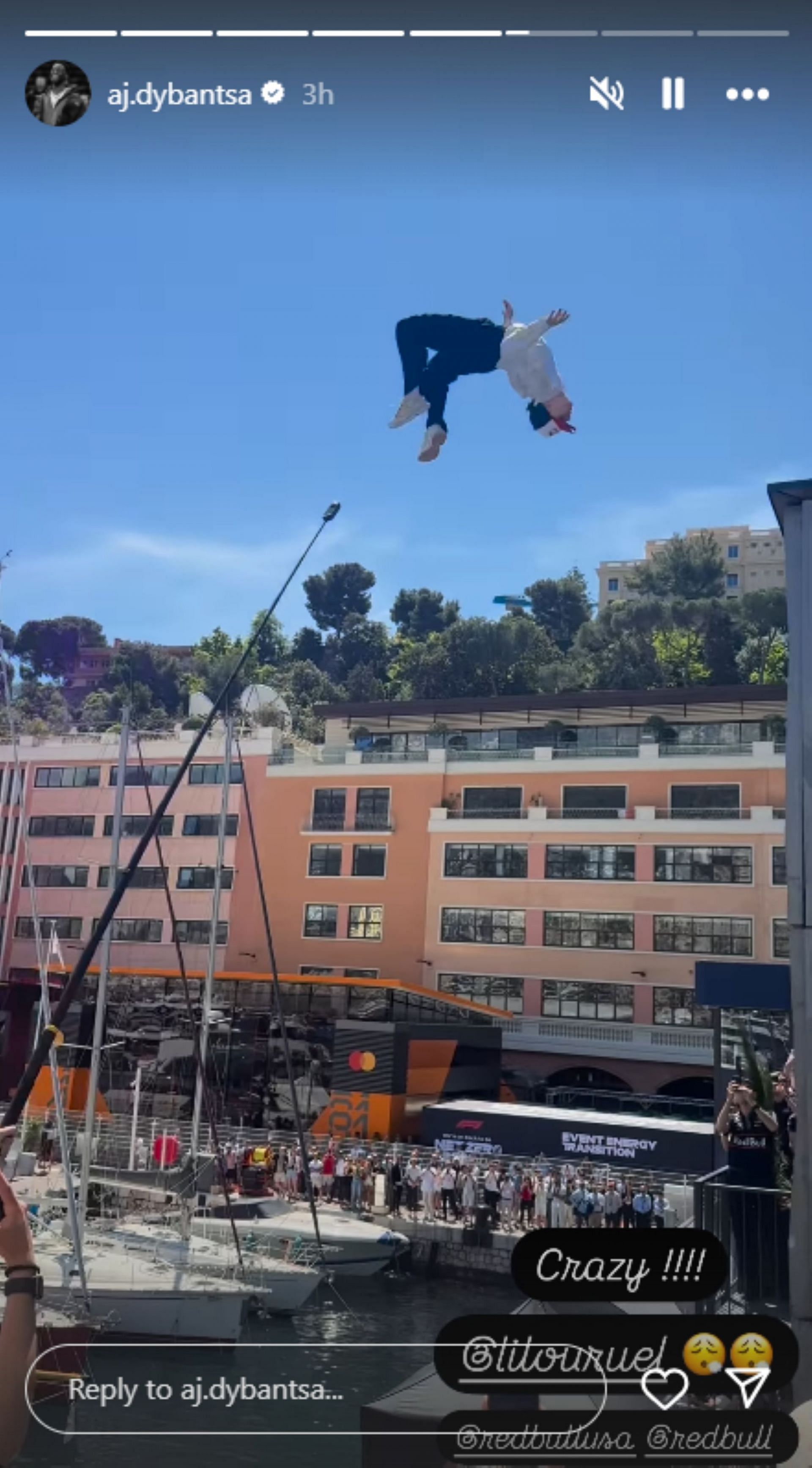AJ Dybantsa shares &quot;crazy&quot; scenes as BYU commit attends Monaco Grand Prix with team Redbull (Image: Instagram via @aj.dybantsa)