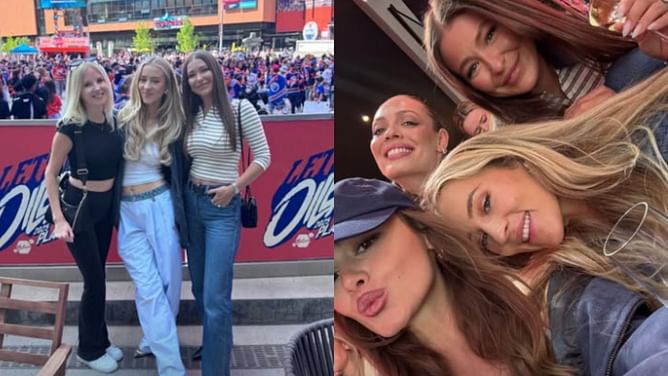 Leon Draisaitl's fiancee, Connor McDavid's wife take in the vibes at Oilers' electric Moss Pit ahead of Game 3 vs Stars