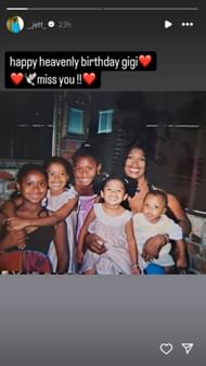 Five-star Jett Washington commemorates late cousin Gigi Bryant's birthday. (source: IG/ _.jett_)