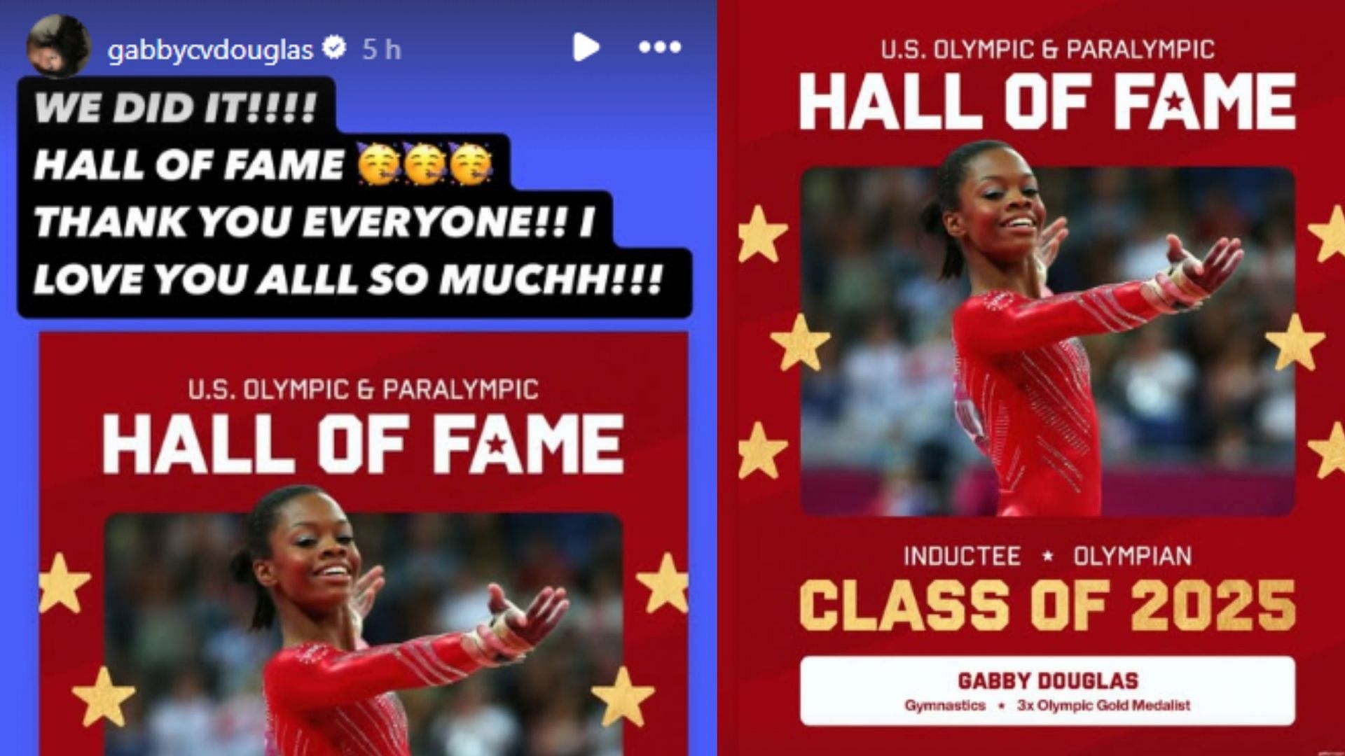 Screengrab of Gabby Douglas&#039; Instagram stories about her entry in the US Olympic &amp; Paralympic Hall of Fame [Image Source: Gabby Douglas&#039; Instagram]