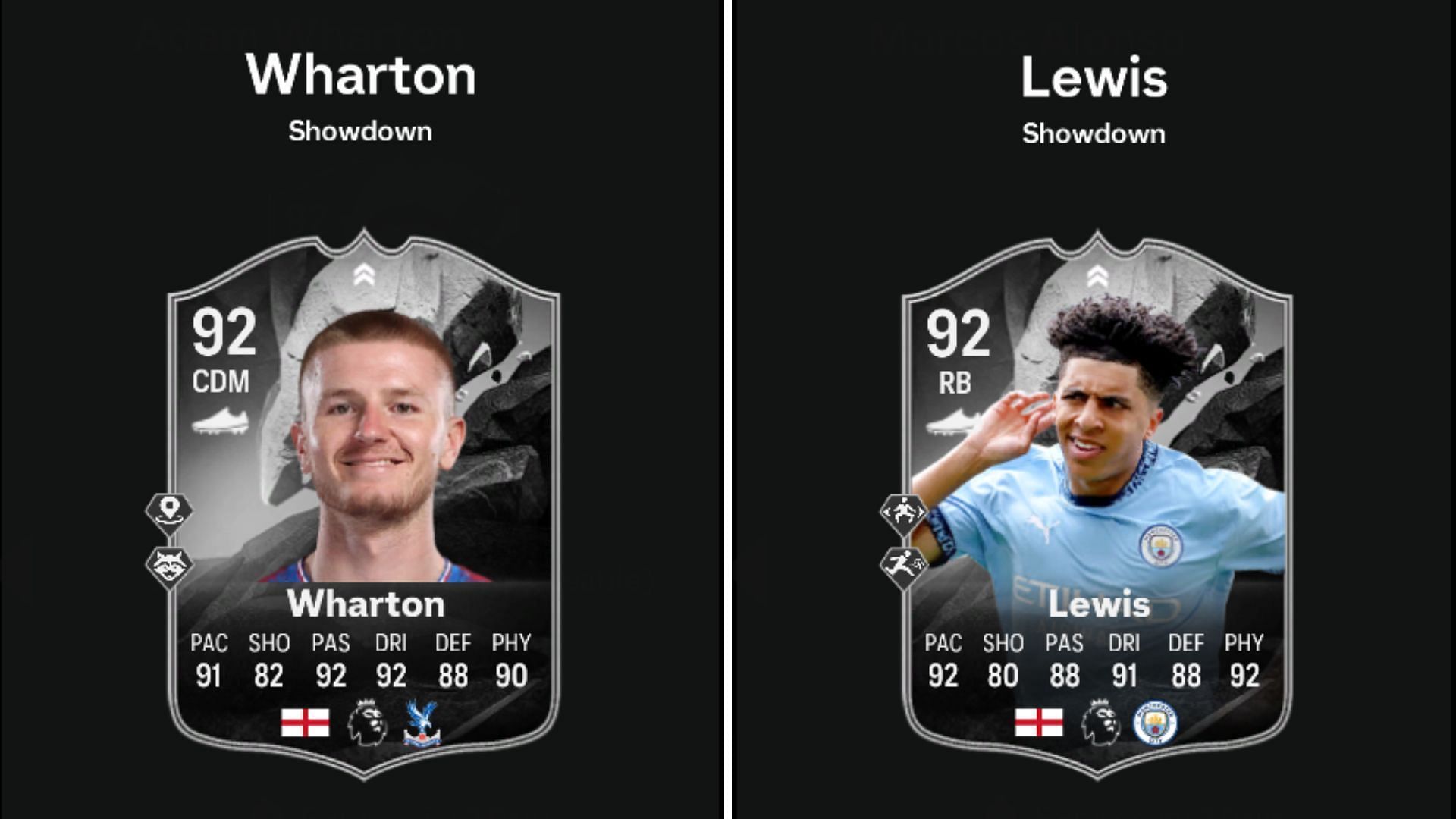 Adam Wharton vs Rico Lewis Showdown SBCs has gone live (Image via EA Sports || Sportskeeda Gaming)