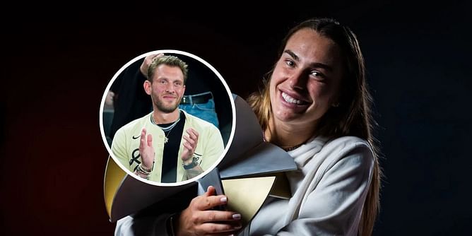 Aryna Sabalenka's boyfriend Georgios can't get enough of Belarusian's smile as he lovingly celebrates her Madrid Open triumph
