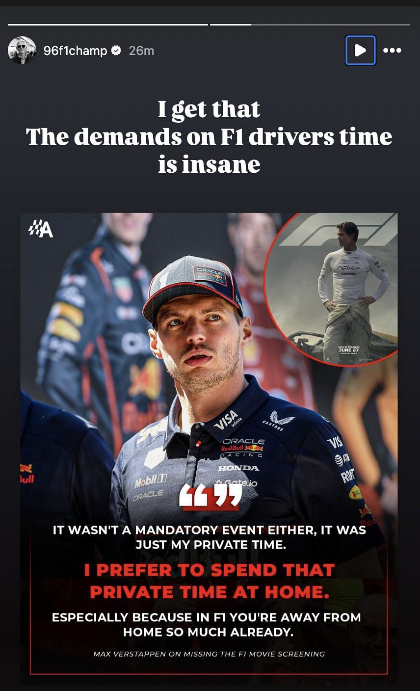Damon Hill&#039;s IG Story [Image Source: @96f1champ/Instagram]