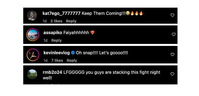 Screenshot of comments. [ONE Championship/Instagram]