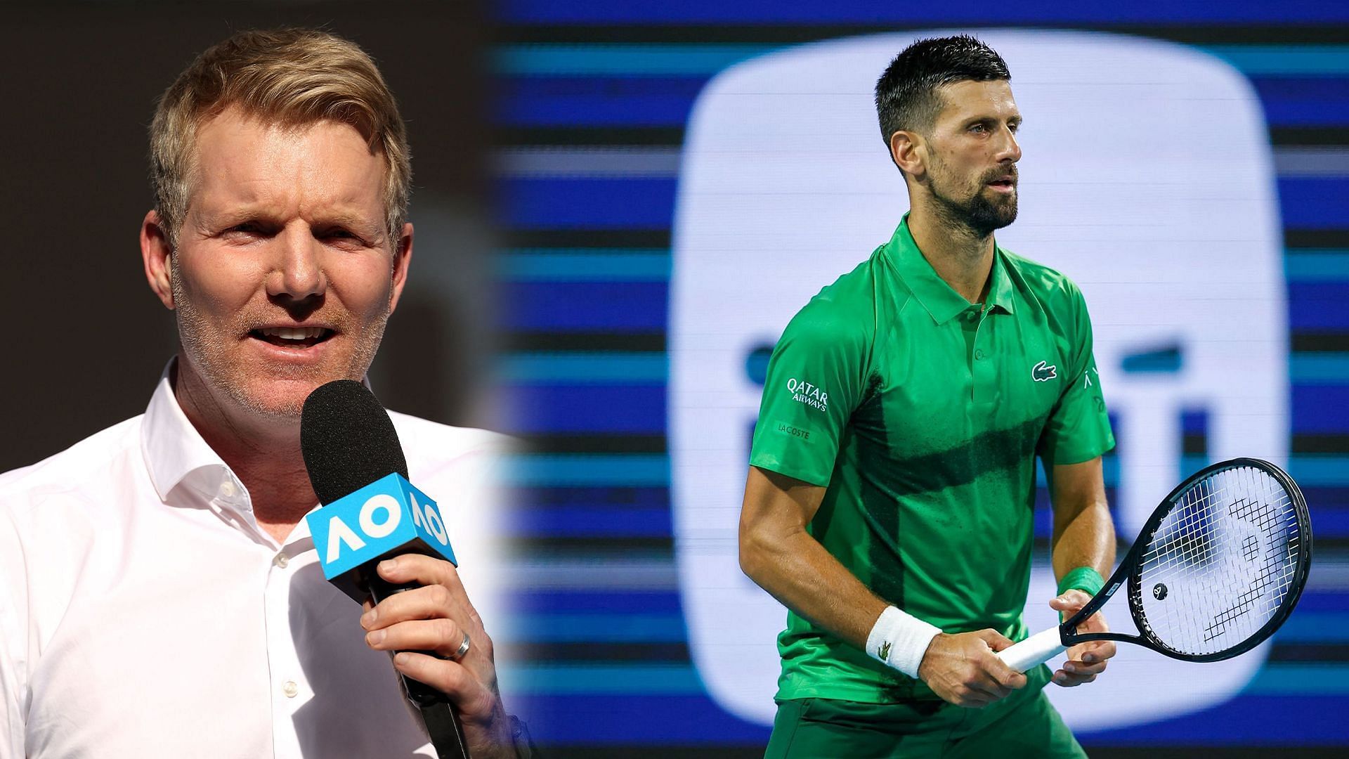 Jim Courier and Novak Djokovic. Source: Getty