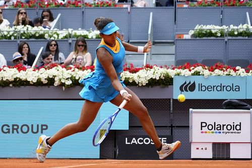 Osaka plays a forehand in the Mutua Madrid Open - Previews - Source: Getty