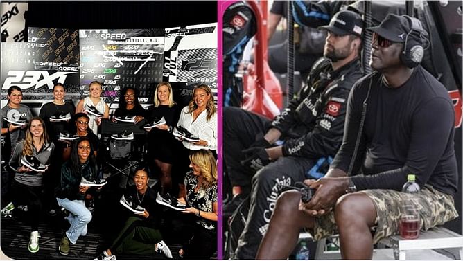 Michael Jordan’s son reacts as NBA legend’s NASCAR team celebrates its women with dazzling 115,000 Swarovski crystals sneakers