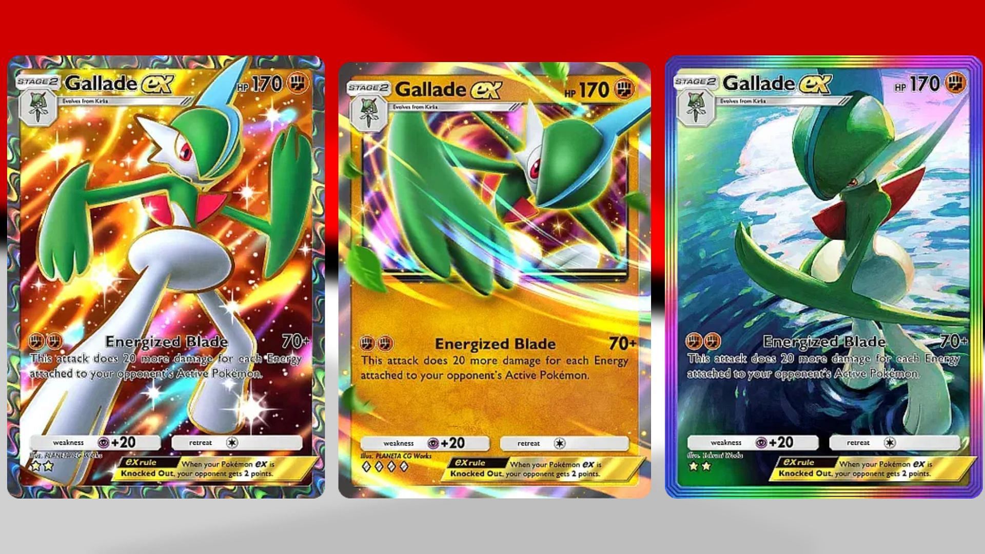 All Gallde ex variants in PTCGP (Image via TPC)