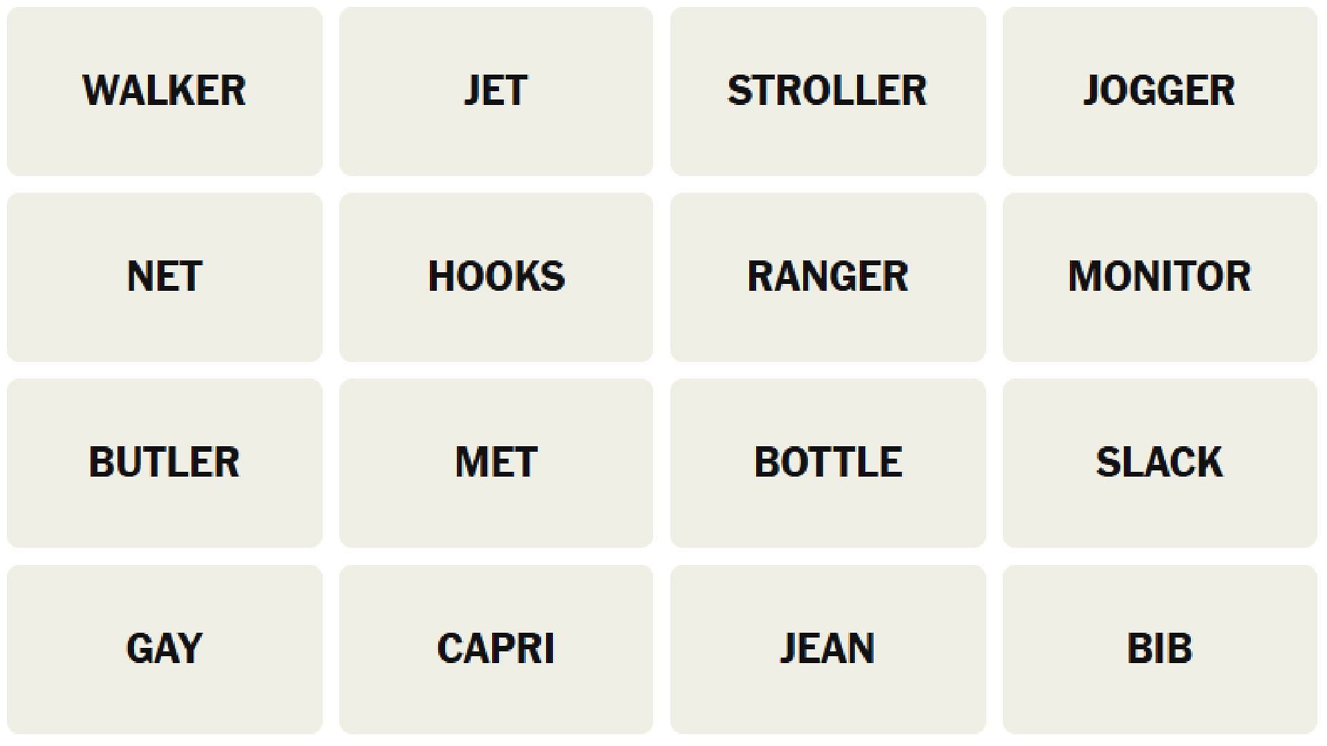 All NYT Connections words for today (Image via The New York Times)