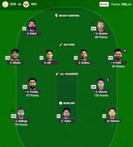 The IPL 2025 Fantasy team suggested for the previous game.
