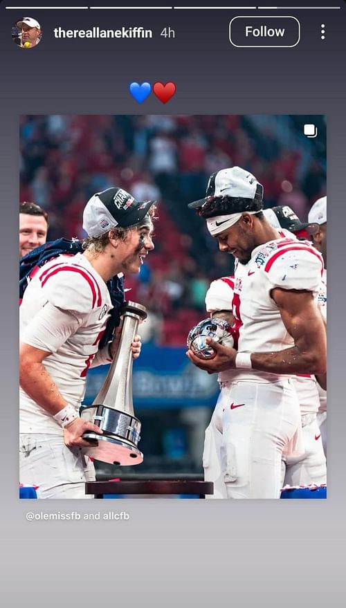 Lane Kiffin's Instagram story