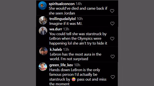 Fans comment on Coco Gauff's reaction to meeting LeBron James. (Credits: IG/@bleacherreport)