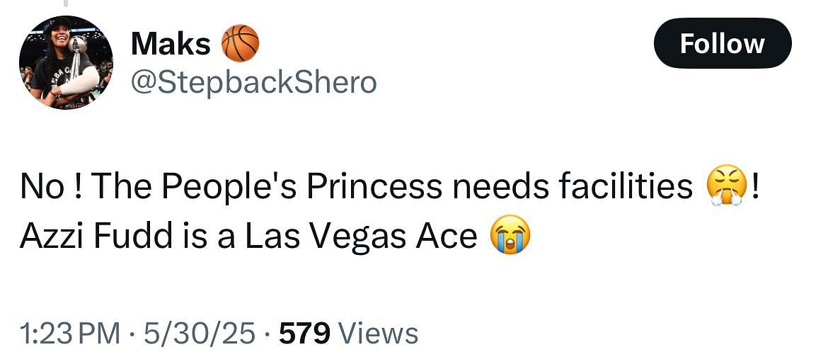 An X user says Fudd should play for the Aces (image credit: instagram/wnbagotgame)