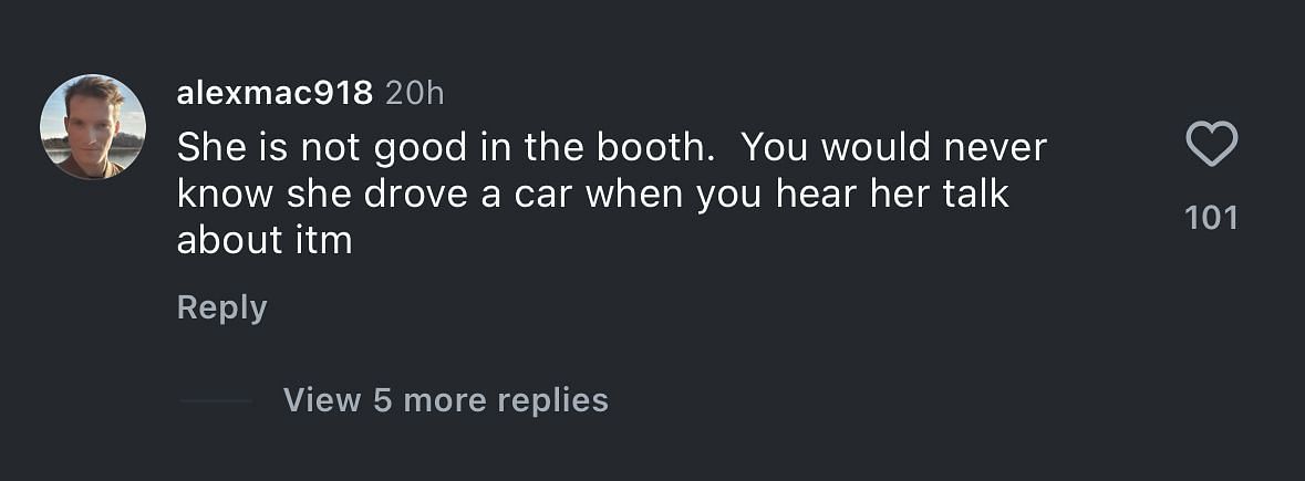 Screengrab of comment under FOX&#039;s Instagram post [via Instagram/indycaronfox]