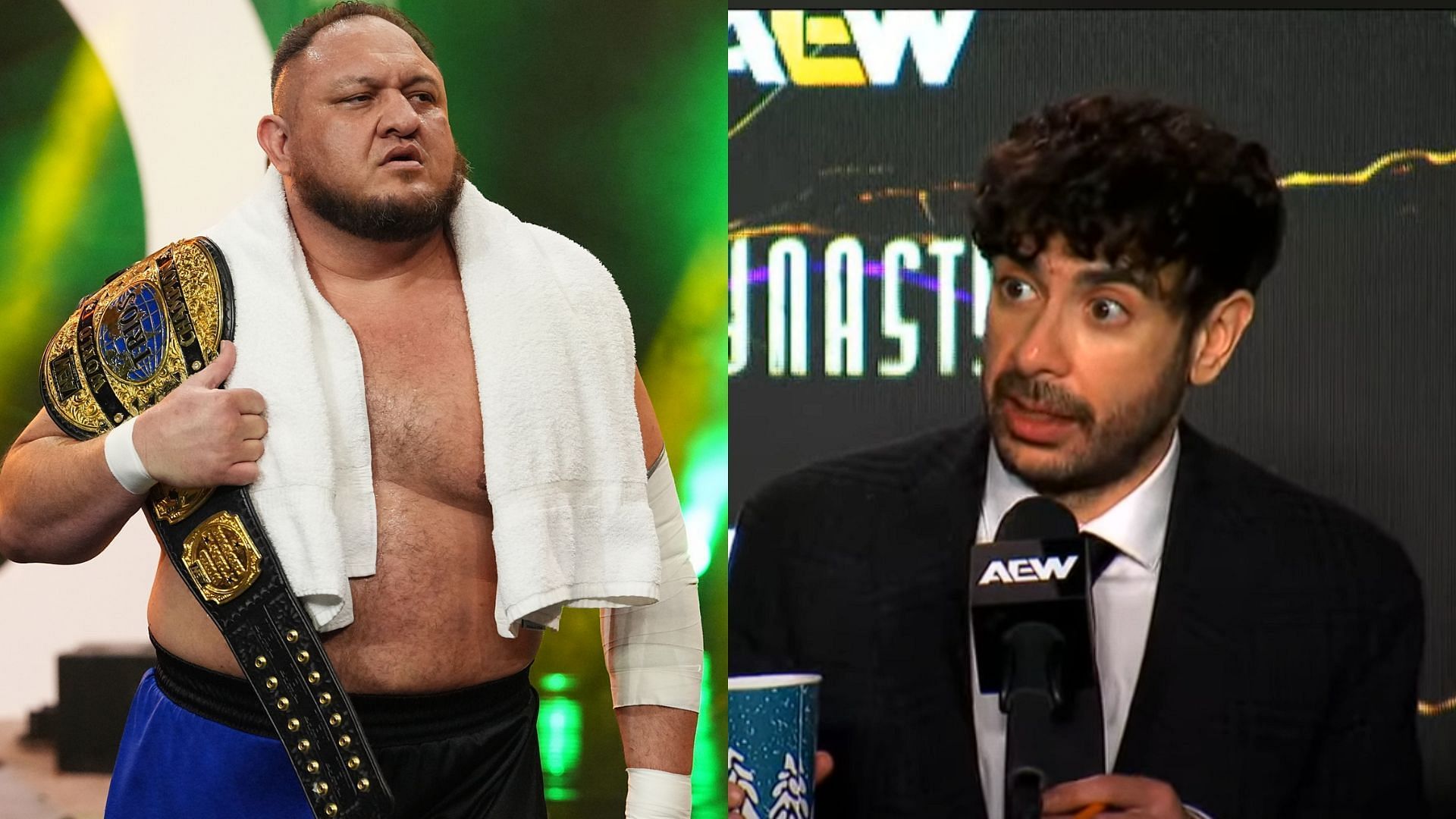 Samoa Joe is one-third of the AEW World Trios Champions [Photo: AEW Official Website and YouTube Channel]