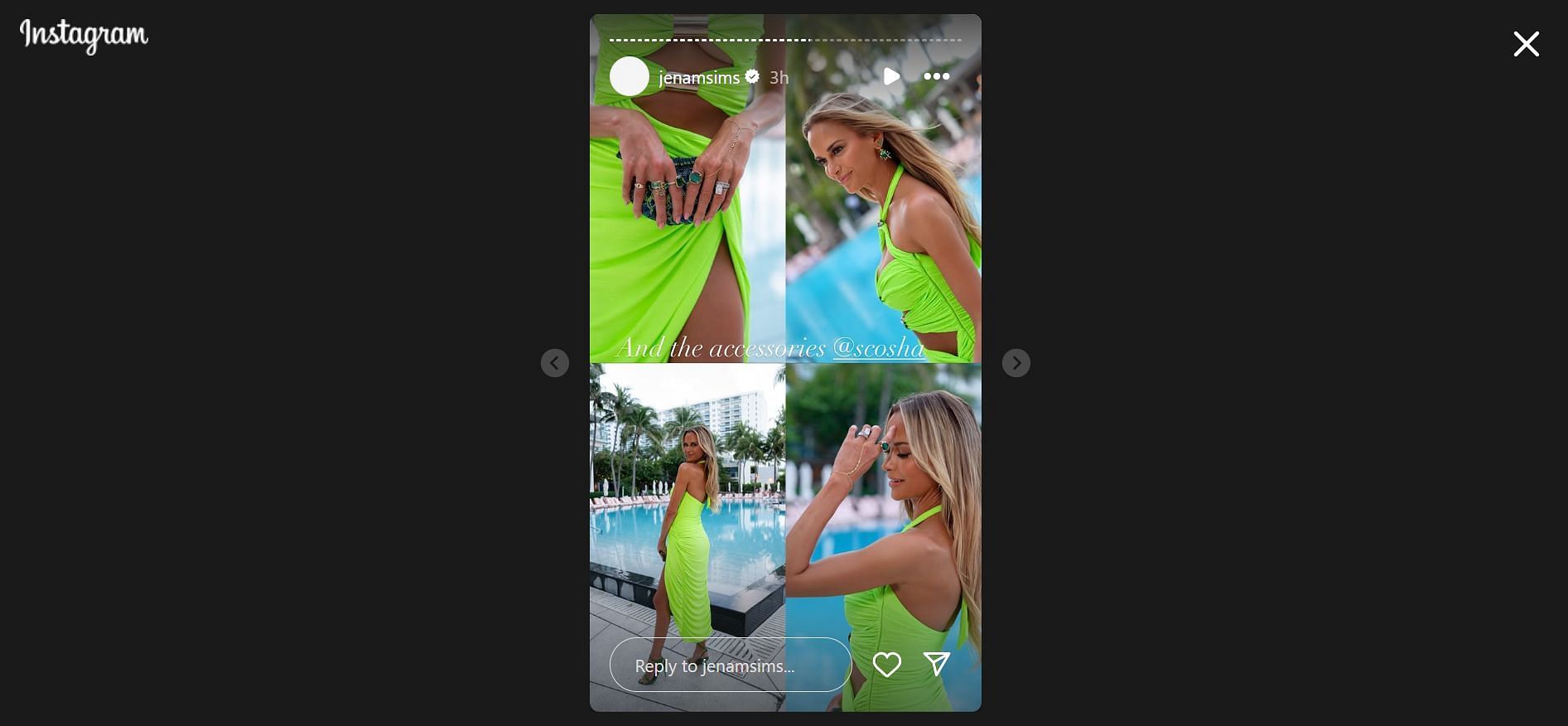 Sims showing off her accessories (Image Credit: IG @jenamsims)