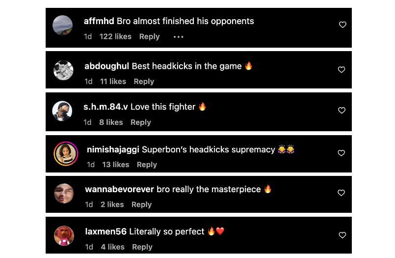 Screenshot of comments. [ONE Championship/Instagram]