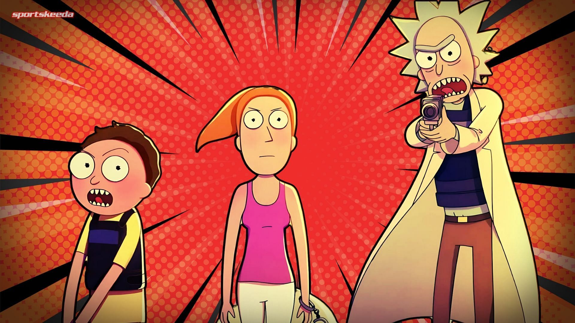 Rick and Morty season 8 release schedule - Complete list of episodes and when they arrive (Custom cover edited by Sportskeeda, Original image via YouTube/@adultswim)