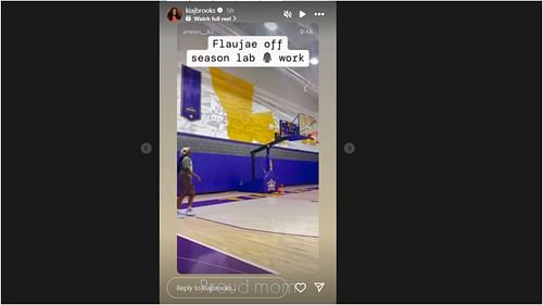 Flau’jae Johnson’s mom, Kia Brooks, drops 2-word reaction as LSU star’s stepdad posts offseason workout clip. Credit: IG/@kiajbrooks