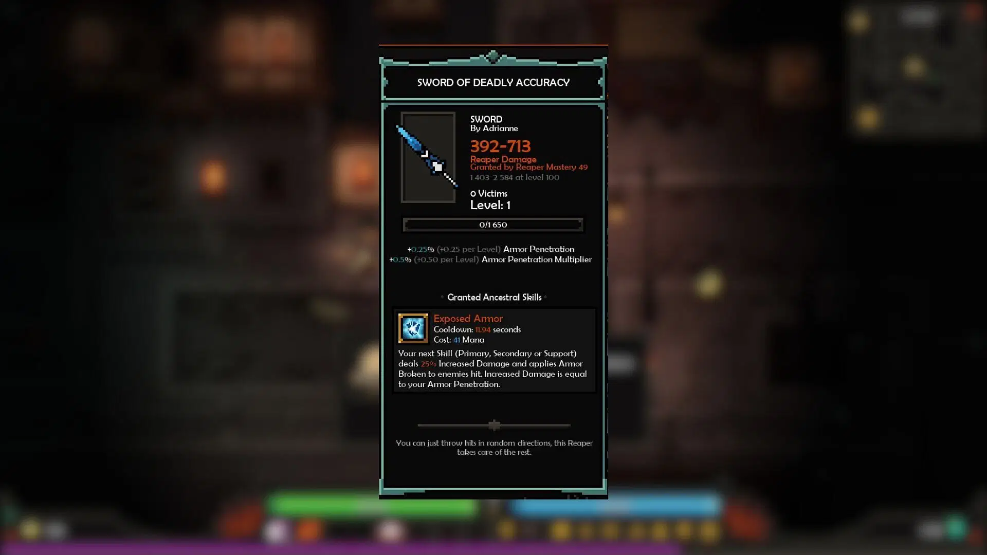 Sword of Deadly Accuracy in The Slormancer (Image via Slormite Studios)